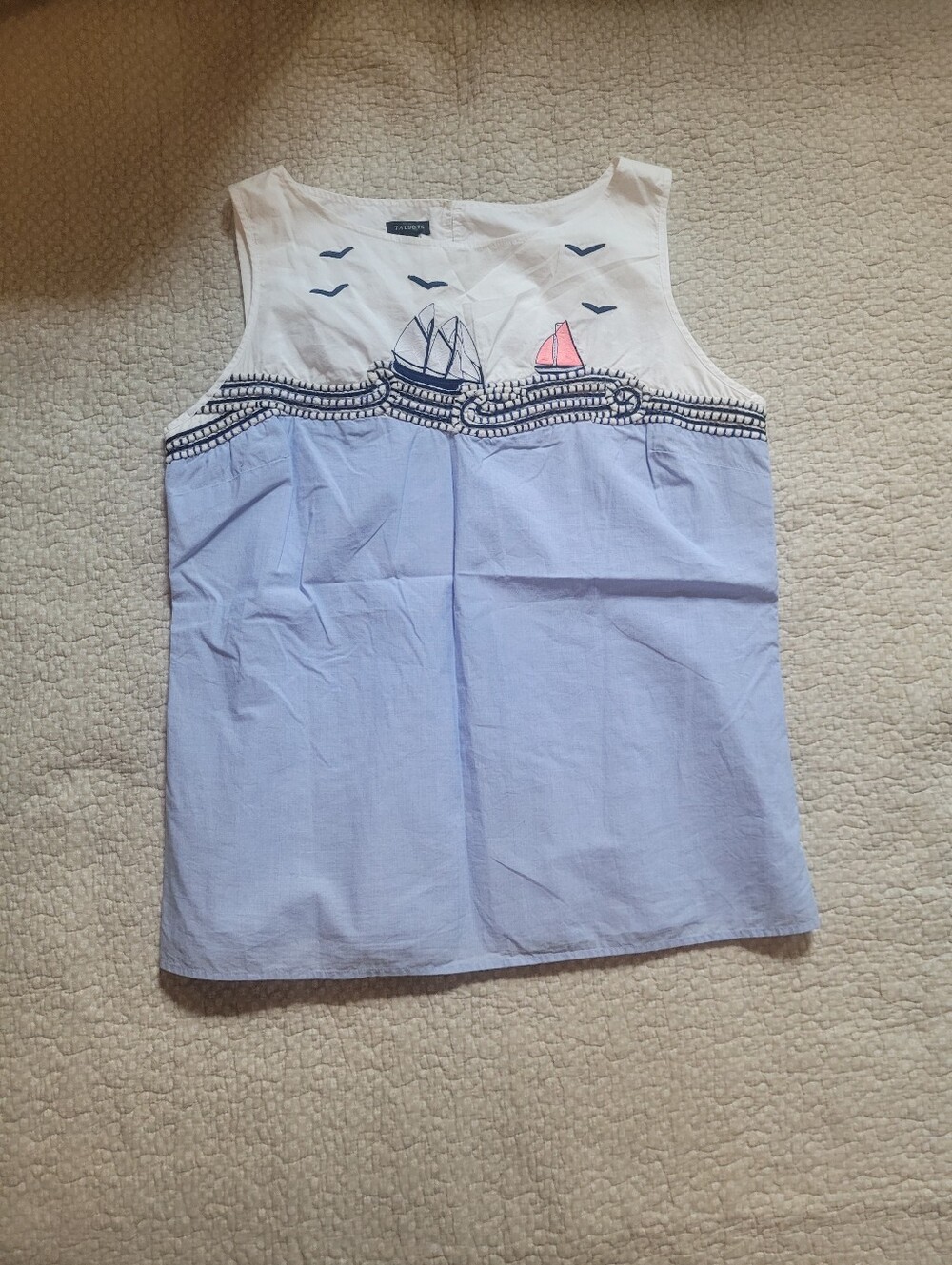 Talbots Crewcuts White, Light Blue and Pink Sailboat Tank Top